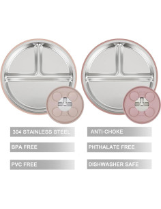 Juego de Alimentación PandaEar 4 Piezas Acero Inoxidable Rosa 2