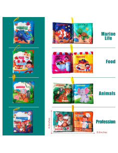 Libros de Tela Suave AMINFUN para Bebés - Paquete de 4 2