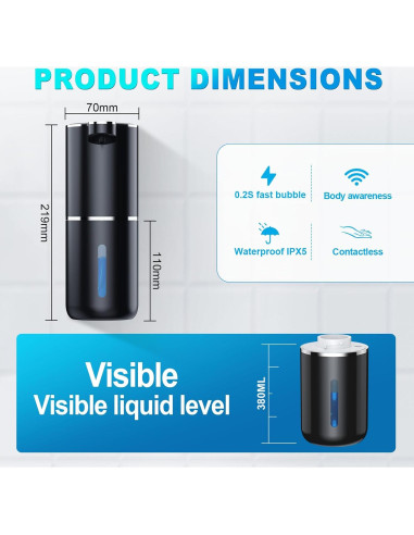 Dispensador Automático de Jabón Espumoso Amyzavls 380ml USB