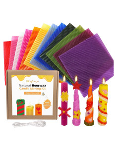 Kit de Velas de Cera de Abeja Bingfuego para Niños - 12 Hojas