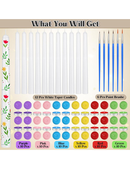 Kit de Pintura de Velas DIY MTLEE 78 Piezas Multicolor