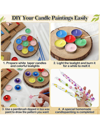 Kit de Pintura de Velas DIY MTLEE 78 Piezas Multicolor