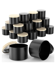 Kit de 24 Latas de Vela Vacías DIDISHU 226g Negro y Madera