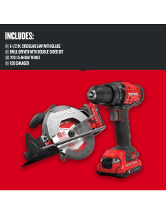 Kit de Herramientas Eléctricas Cordless Craftsman V20 con Taladro y Sierra Circular 2