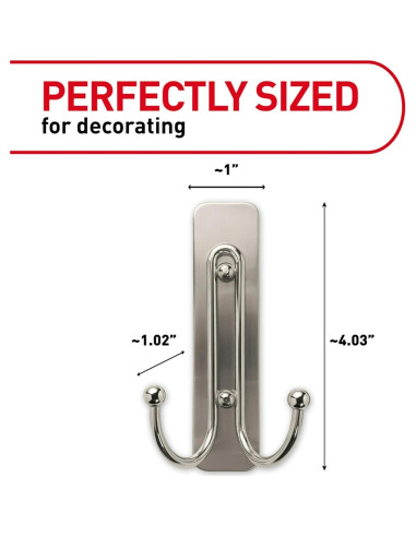 Ganchos Dobles de Pared Command Grande Niquel Cepillado 1.81 kg