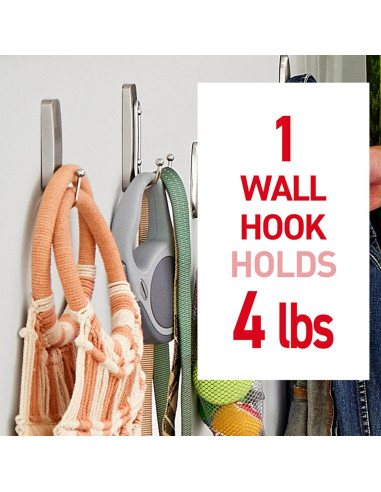 Ganchos Dobles de Pared Command Grande Niquel Cepillado 1.81 kg