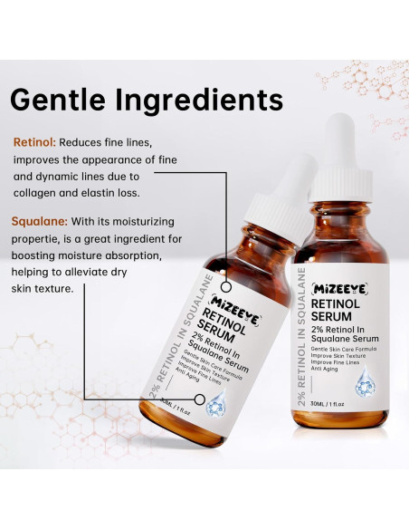 Suero de Retinol 2% MIZEEYE en Escualano 30ml Hidratante