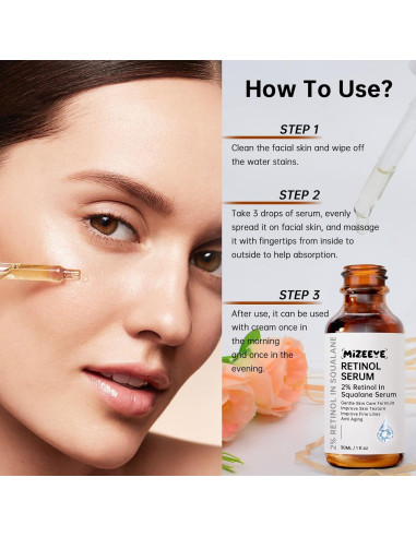 Suero de Retinol 2% MIZEEYE en Escualano 30ml Hidratante
