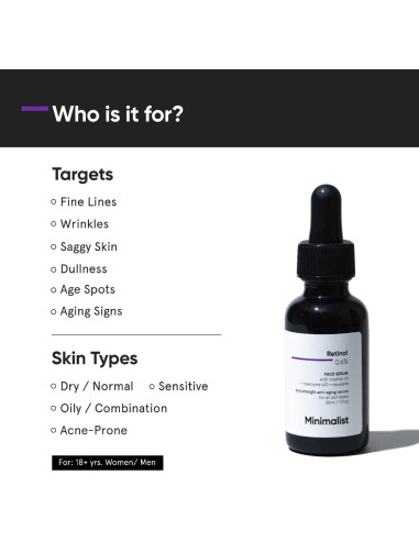 Sérum de Retinol 0.6% Minimalista 30 ml | Antienvejecimiento