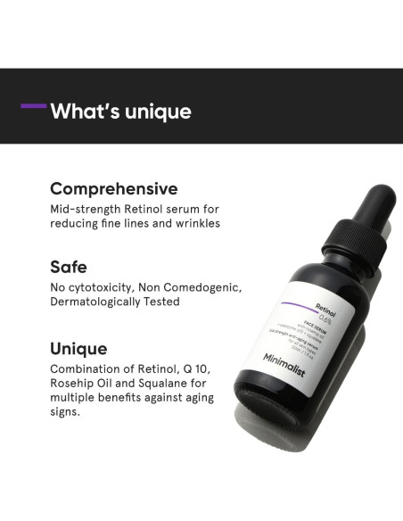 Sérum de Retinol 0.6% Minimalista 30 ml | Antienvejecimiento