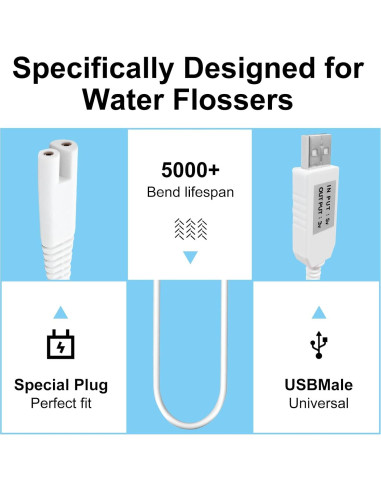 Cable de Cargador USB para Irrigador Waterpik WP360 WP450 WP462