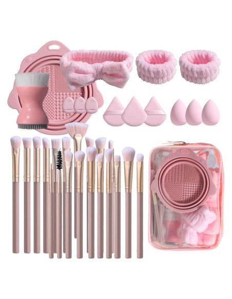 Conjunto de Brochas de Maquillaje BS-MALL 34 Pcs con Estuche Rosado Conjunto de Brochas de Maquillaje BS-MALL 34 Pcs con Estuche Rosado