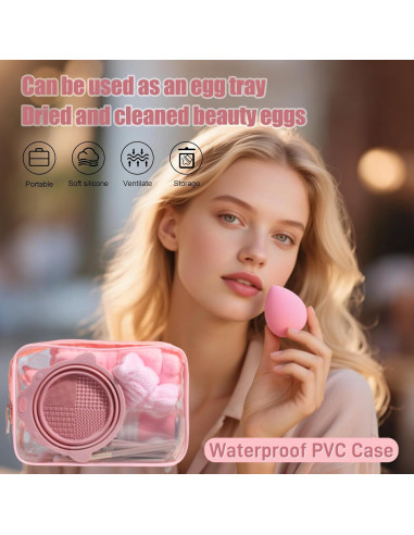 Conjunto de Brochas de Maquillaje BS-MALL 34 Pcs con Estuche Rosado