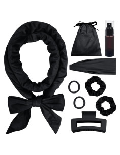 Juego de Rizado Sin Calor ewinever 9 Piezas Diadema Negro