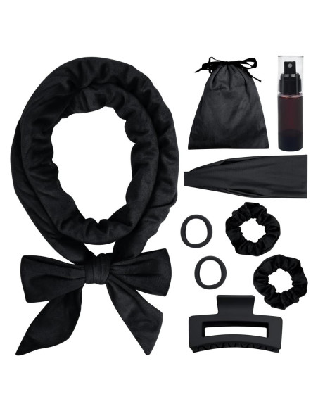 Juego de Rizado Sin Calor ewinever 9 Piezas Diadema Negro