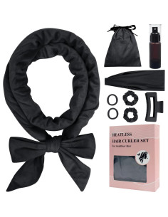 Juego de Rizado Sin Calor ewinever 9 Piezas Diadema Negro 2