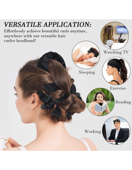 Juego de Rizado Sin Calor ewinever 9 Piezas Diadema Negro