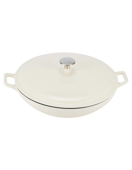 Cacerola redonda de hierro fundido Amazon Basics 3.12L blanca