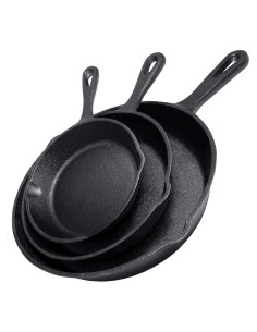Juego de Sartenes de Hierro Fundido Simple Chef 3 Piezas 15-25 cm