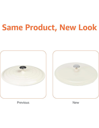 Cacerola redonda de hierro fundido Amazon Basics 3.12L blanca