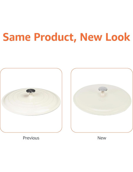 Cacerola redonda de hierro fundido Amazon Basics 3.12L blanca