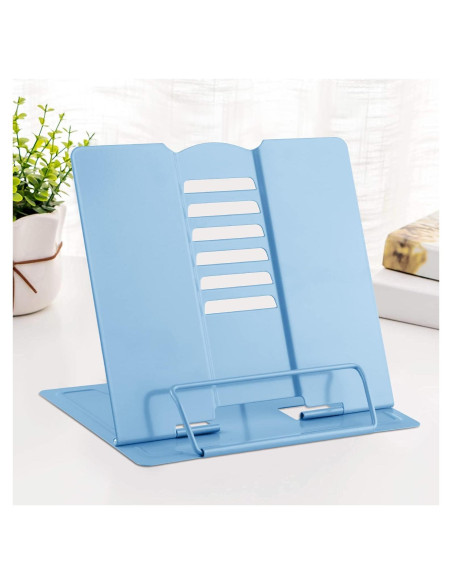 Soporte de Libro Ajustable MSDADA de Metal Azul Claro
