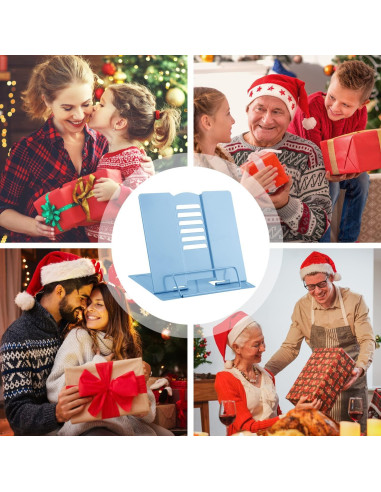 Soporte de Libro Ajustable MSDADA de Metal Azul Claro