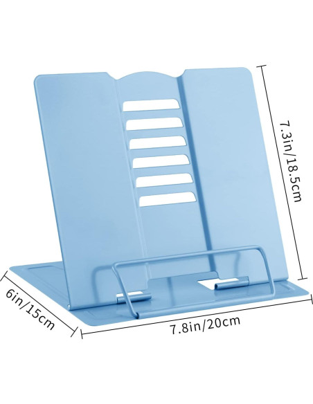Soporte de Libro Ajustable MSDADA de Metal Azul Claro