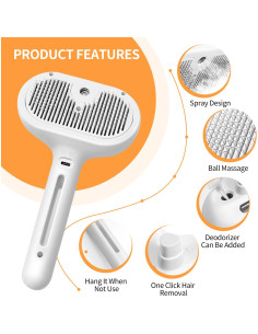 Cepillo Acicalador Rosa PUKMCX con Función de Spray y Autolimpieza 2