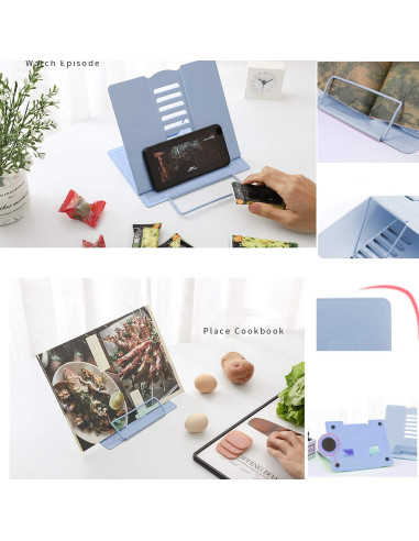 Soporte de Libro Ajustable MSDADA de Metal Azul Claro