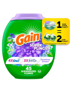 Gain Super Flings Detergente para Ropa 45 Pacs Sueño de Rocío