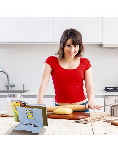 Soporte de Libro Ajustable MSDADA de Metal Azul Claro