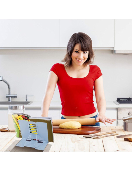 Soporte de Libro Ajustable MSDADA de Metal Azul Claro