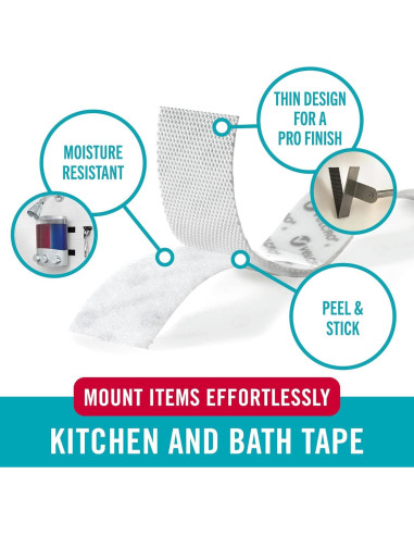 Tiras Adhesivas de Montaje VELCRO para Cocina y Baño 12 Pzas