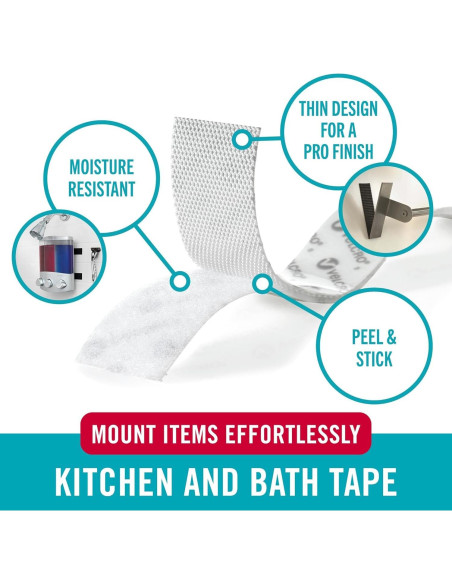 Tiras Adhesivas de Montaje VELCRO para Cocina y Baño 12 Pzas