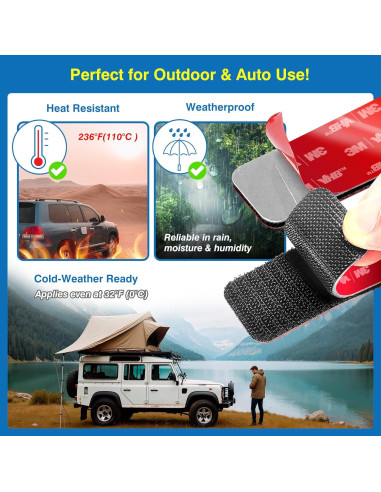 8 Tiras Adhesivas de Gancho y Bucle Tapsi 8x3 cm Resistencia Alta