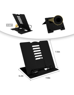 Soporte de Libro Ajustable Camelmother Metal Negro 22.4x20.1cm 2