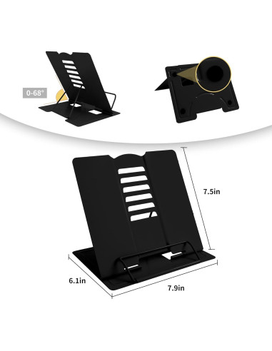 Soporte de Libro Ajustable Camelmother Metal Negro 22.4x20.1cm