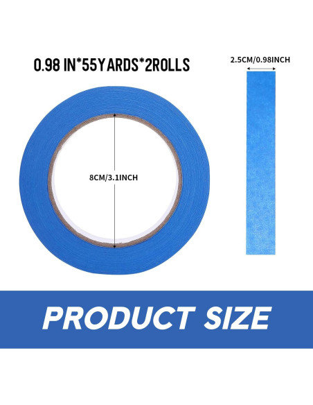 Cinta de Pintor Azul Hgminwarm 2 Rollos 2.5 cm x 50 m