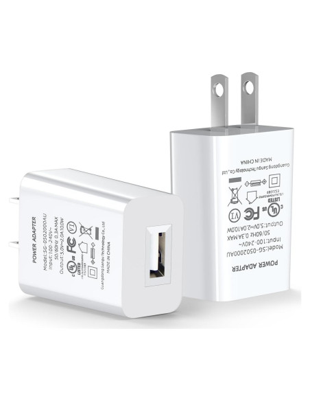 Adaptador de Corriente USB 10W para Cámaras de Seguridad - 2 Piezas - Blanco