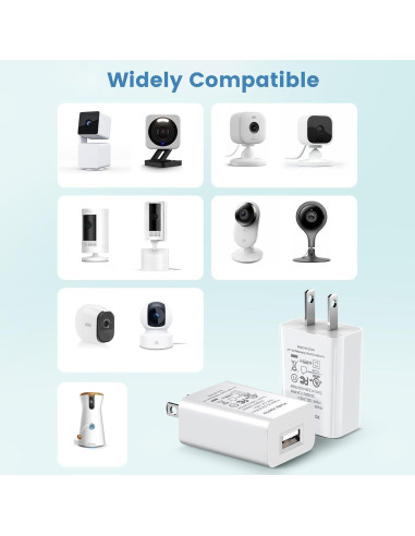 Adaptador de Corriente USB 10W para Cámaras de Seguridad - 2 Piezas - Blanco