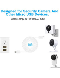 Cable de Extensión Micro USB SCOVEE 3 Pack 3m para Cámaras 2