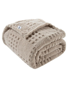 Manta de lanzamiento Lussena marrón waffle 127x178 cm felpa