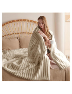 Manta de Lanzar Erwinmu Beige 152x200 cm Piel Sintética