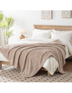 Manta de lanzamiento Lussena marrón waffle 127x178 cm felpa 2