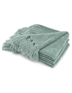 Manta Chenille RECYCO 127x152 cm Salvia con Flecos