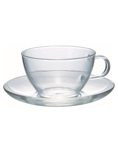 Juego de Taza y Plato Hario 230ml Vidrio Transparente