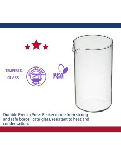 Jarra de Vidrio Reemplazo Bodum Prensa Francesa 1L Transparente 2