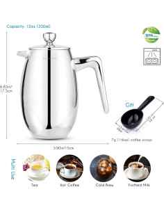 Cafetera Francesa Easyworkz Nando 350ml Acero Inoxidable Térmica 2