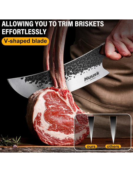 Cuchillo de Carnicero Huusk 21cm Acero Alto Carbono Mango Roble
